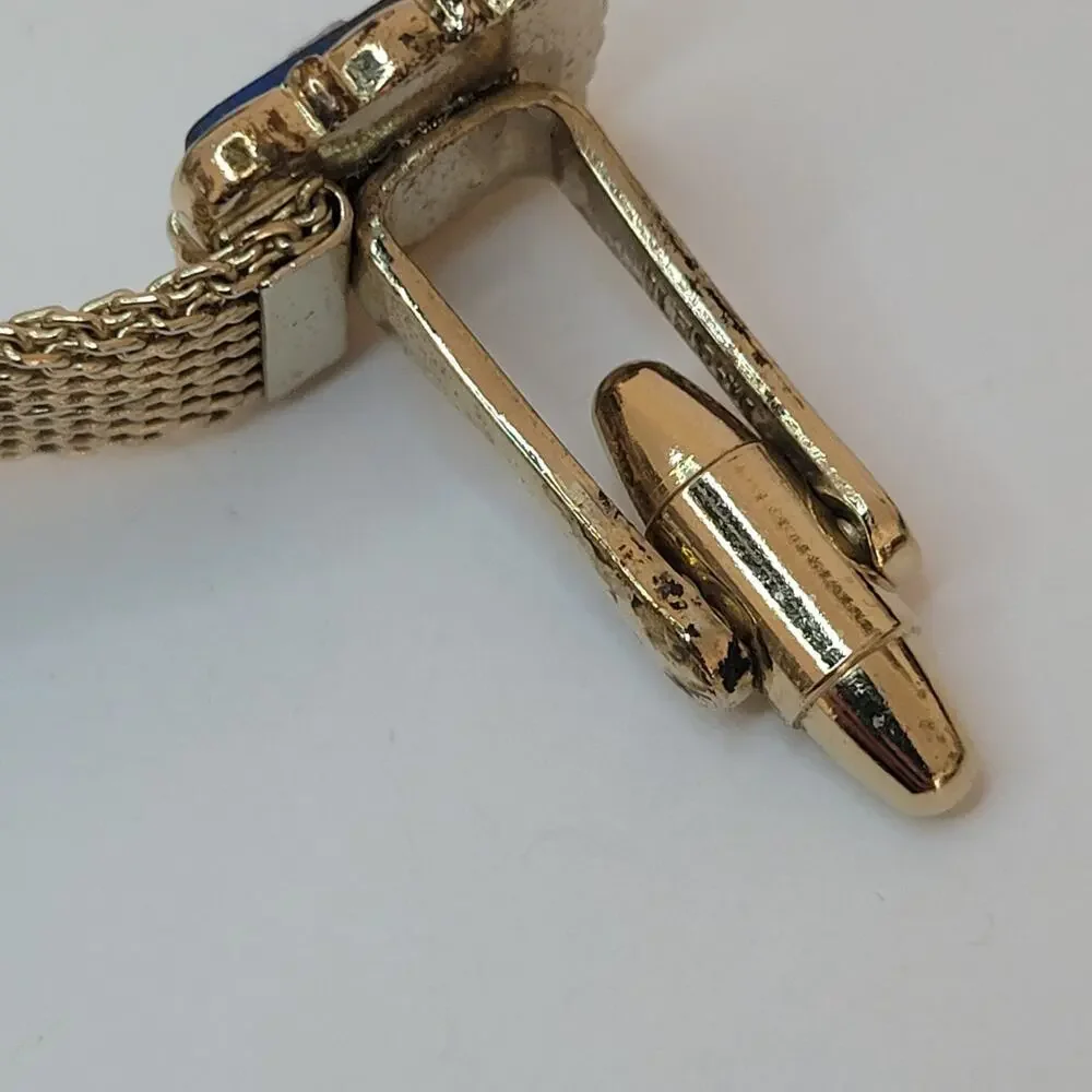 Wedgwood Jasperwear Cufflinks Set Gold Blue Tone Sailboat Ship England Square